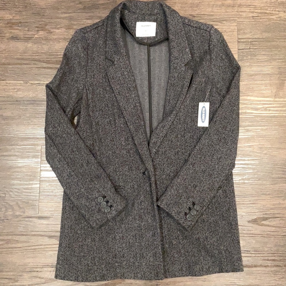 Black and grey chevron oversized blazer